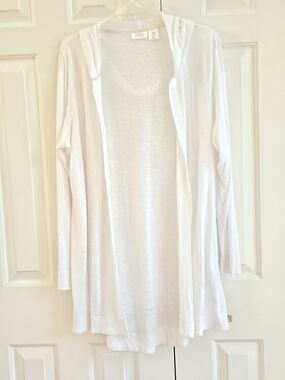 Sigrid Olsen White Linen Blend Lightweight Cardigan